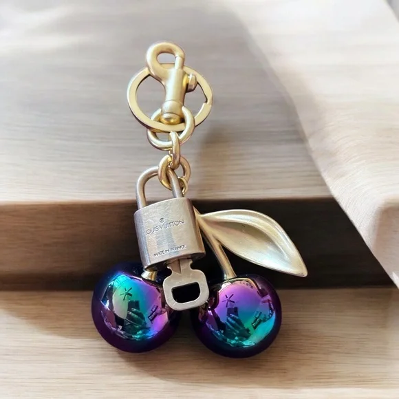 Louis Vuitton lock and key on a Multicolor Cherry Keychain - Picture 2 of 3